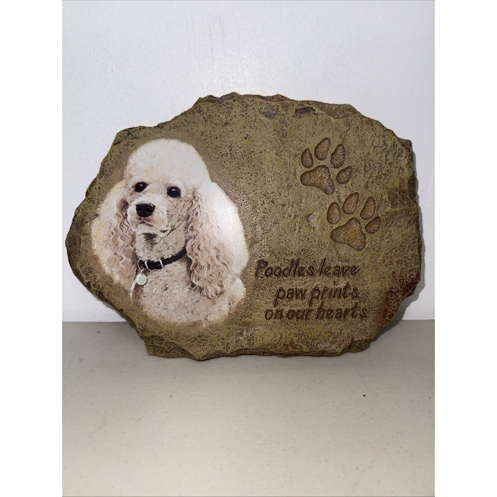 VTG Bradford Exchange 2003 Poodles Leave Paw Prints On Our Hearts Pet Plaque